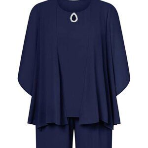 Hanna Nikole Plus Size Mother of the Bride Navy Pant Suit Size 24W